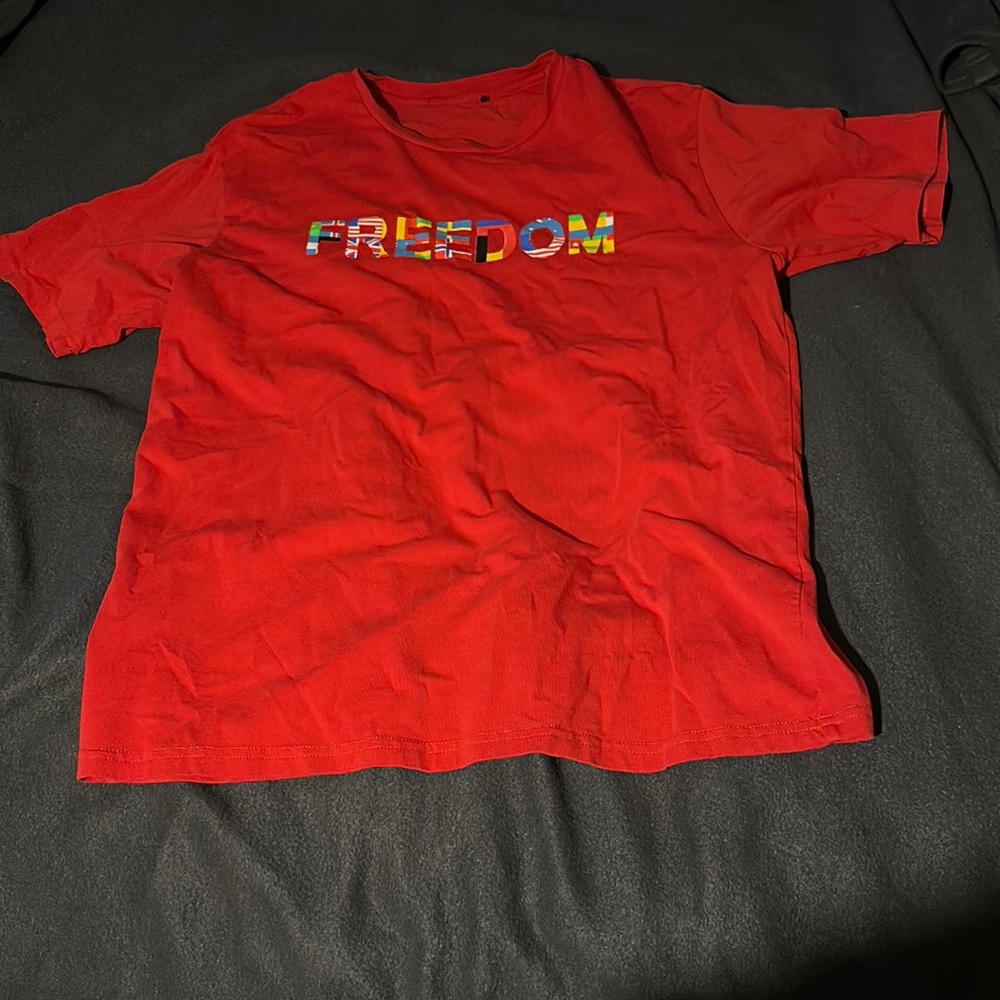 Red SHEIN Freedom Graphic T-shirt